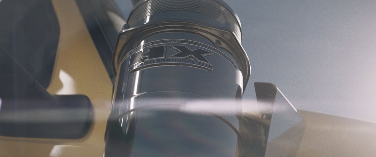 A close-up image of a truck's exhaust stack