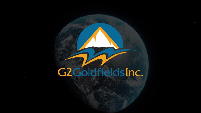 Final image transition, with Earth subtly fading into the background as the G2 Goldfields Inc. logo appears on screen.