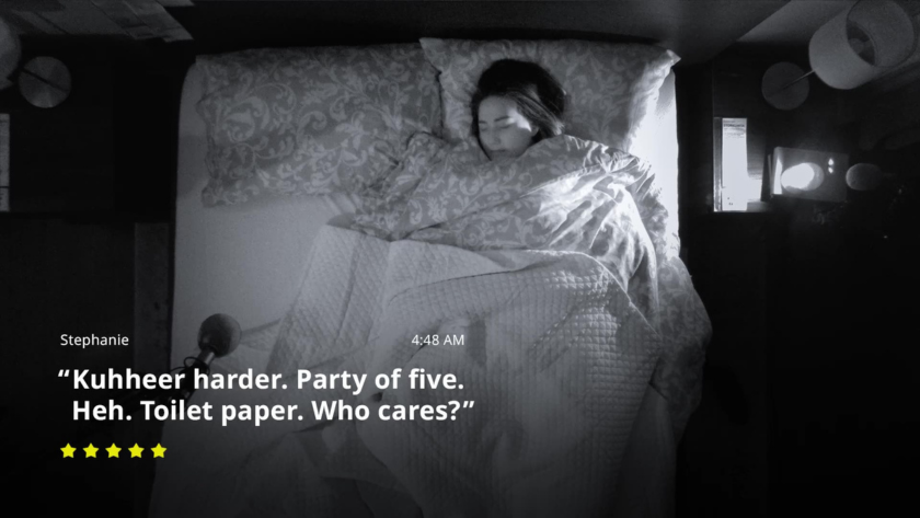 Stephanie sleep-talks her way into a five-star review with a surreal, midnight monologue caught on camera.