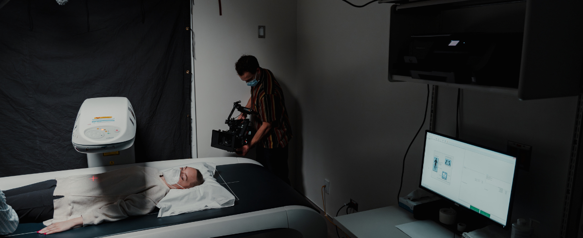 The scene inside the room where the leukemia patient is lying in her bed with apparatus.