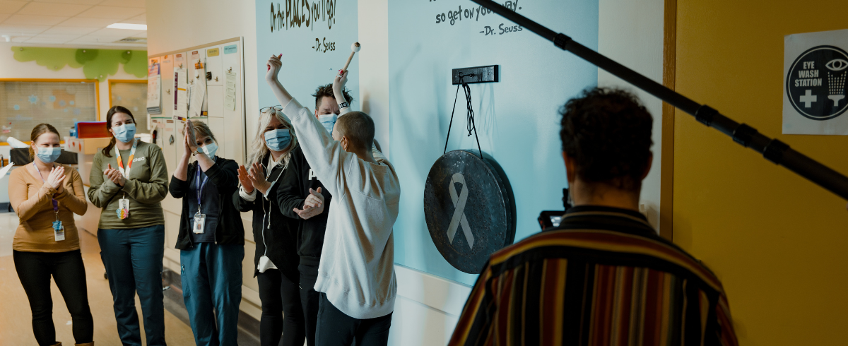 A scene where the patient is cheering and happy.